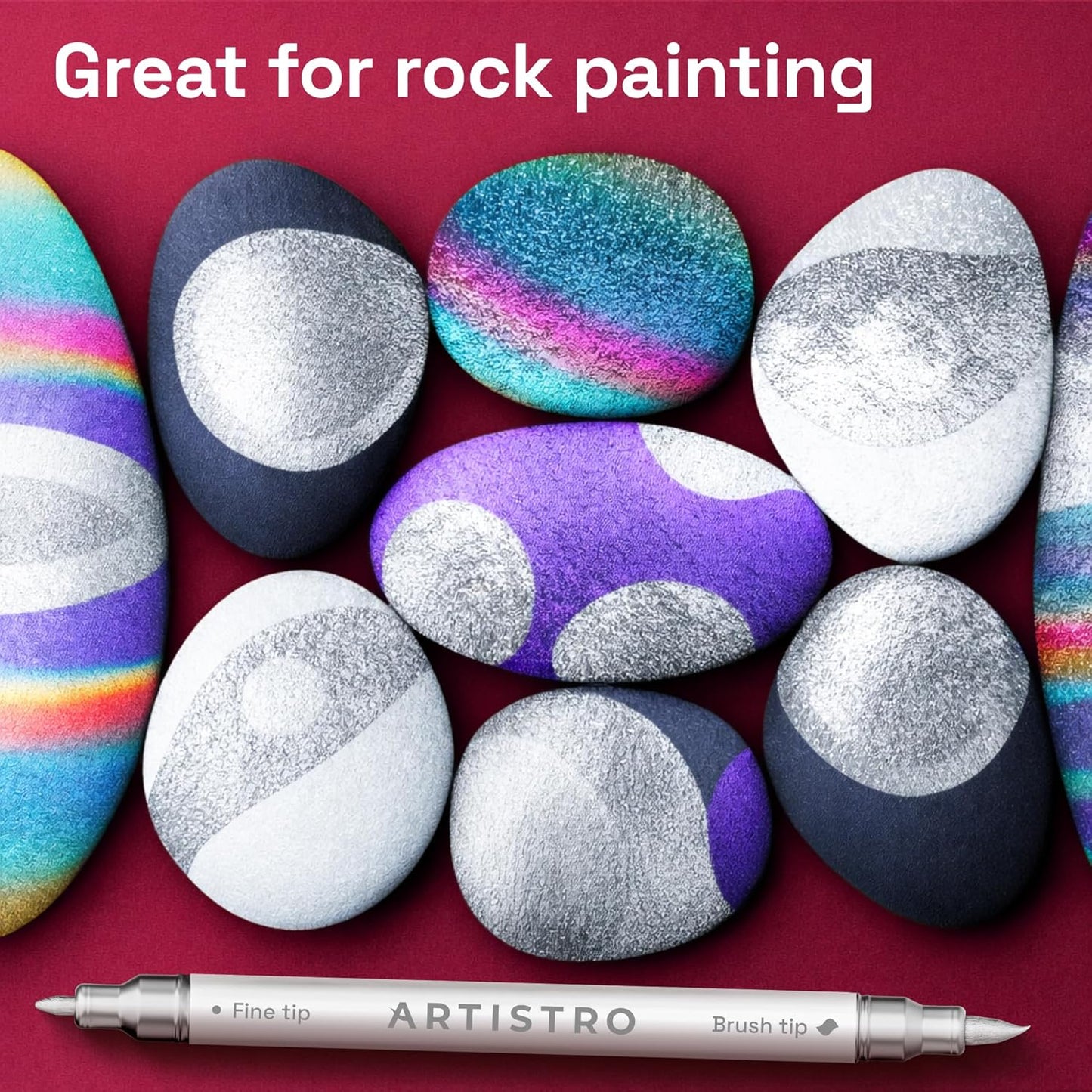 ARTISTRO 36 Acrylic Paint Markers - Paint Pens for Drawing, Brush + Fine Tips - For Fabric, Rock, Glass, Wood, DIY - Art & Craft Supplies for Adults, Teens, Kids - Teacher Appreciation Gift