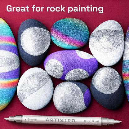 ARTISTRO 36 Acrylic Paint Markers - Paint Pens for Drawing, Brush + Fine Tips - For Fabric, Rock, Glass, Wood, DIY - Art & Craft Supplies for Adults, Teens, Kids - Teacher Appreciation Gift