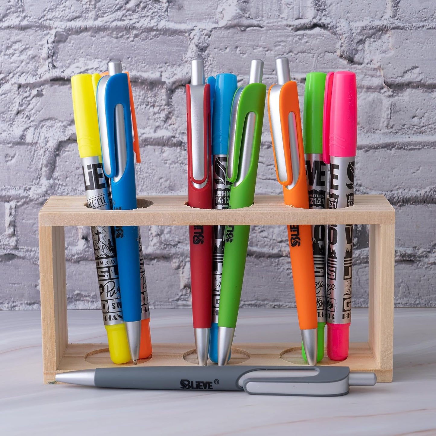 BLIEVE - Aesthetic Highlighters and Gel Pens With Soft Ink and Chisel Tip, Bible Highlighters and Pens No Bleed, Dry Fast Easy to Hold, for Bible Journaling Planner School Supplies (MORANDI)
