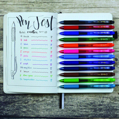 Pentel EnerGel-X Retractable Liquid Gel Pen, (1.0mm) Bold Line, Black Ink, Box of 12 (BL110-A)