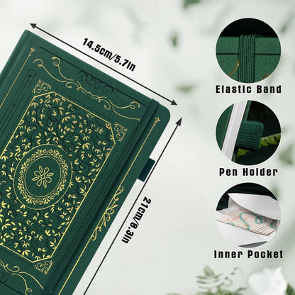TIEFOSSI Lined Notebook, 100gsm Thick Paper, Hardcover College Ruled Journals for Women Men, 320 Numbered pages, for Travel, School and Office Use