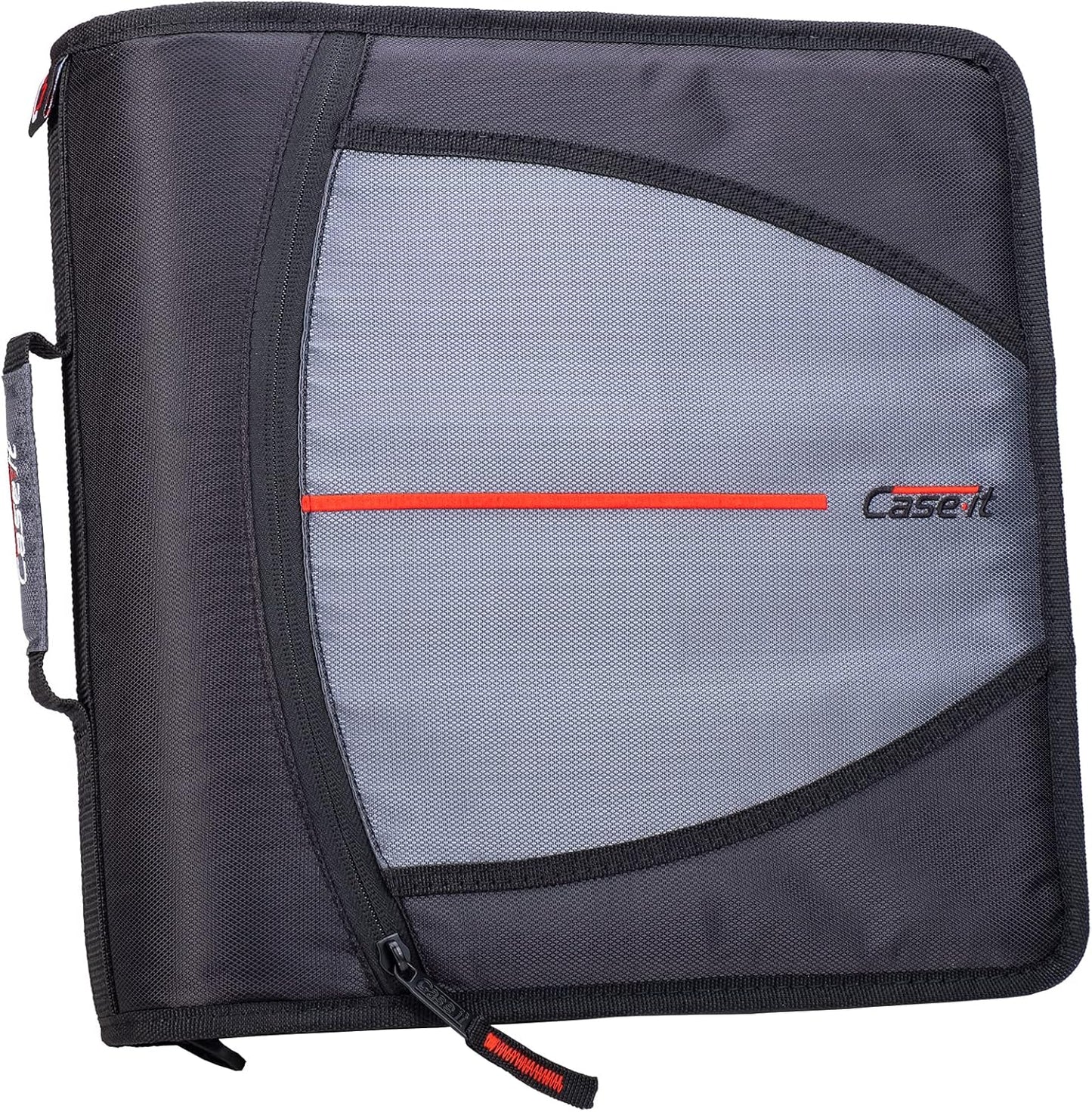 Case-it Mighty Zip Tab School Zipper Binder | 3-Inch O-Rings, 600-Sheet Capacity, 5-Subject Expanding File Folder, Multiple Pockets & Storage Organizer, Shoulder Strap | D-146 Jet Black