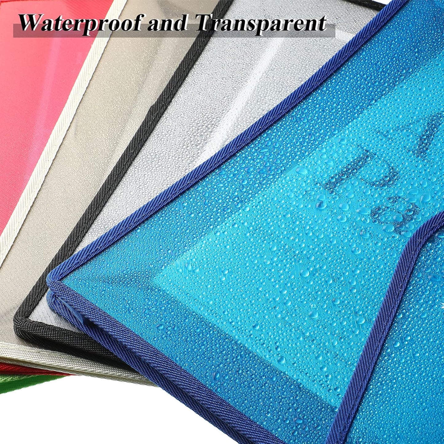 10 Pieces Plastic File Folders Envelope Expanding File Wallet Organizer Documents Folder with Snap Closure and Pocket, A4 Size Waterproof Transparent Pouch(White,Horizontal)