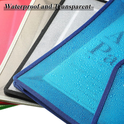 10 Pieces Plastic File Folders Envelope Expanding File Wallet Organizer Documents Folder with Snap Closure and Pocket, A4 Size Waterproof Transparent Pouch(White,Horizontal)
