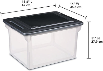 File Box Tote with Lids for Letter and Legal Folders, 8-Pack | Stackable Plastic Document Storage and Paper Organizer for Home, Office, Desk, and Dorm Organization