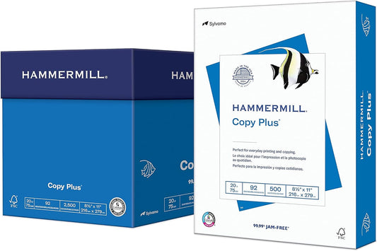Printer Paper, 20 lb Copy Plus, 8.5 x 11-5 Ream (2,500 Sheets) - 92 Bright