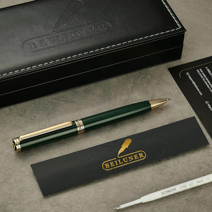 BEILUNER Luxury Gel Pen with 24K Gold Finish, Black Piano Lacquer, Luxury Grade Craftsmanship, Best Pen Gift Set for Men and Women, Professional, Executive, Office, Retractable Nice Pens