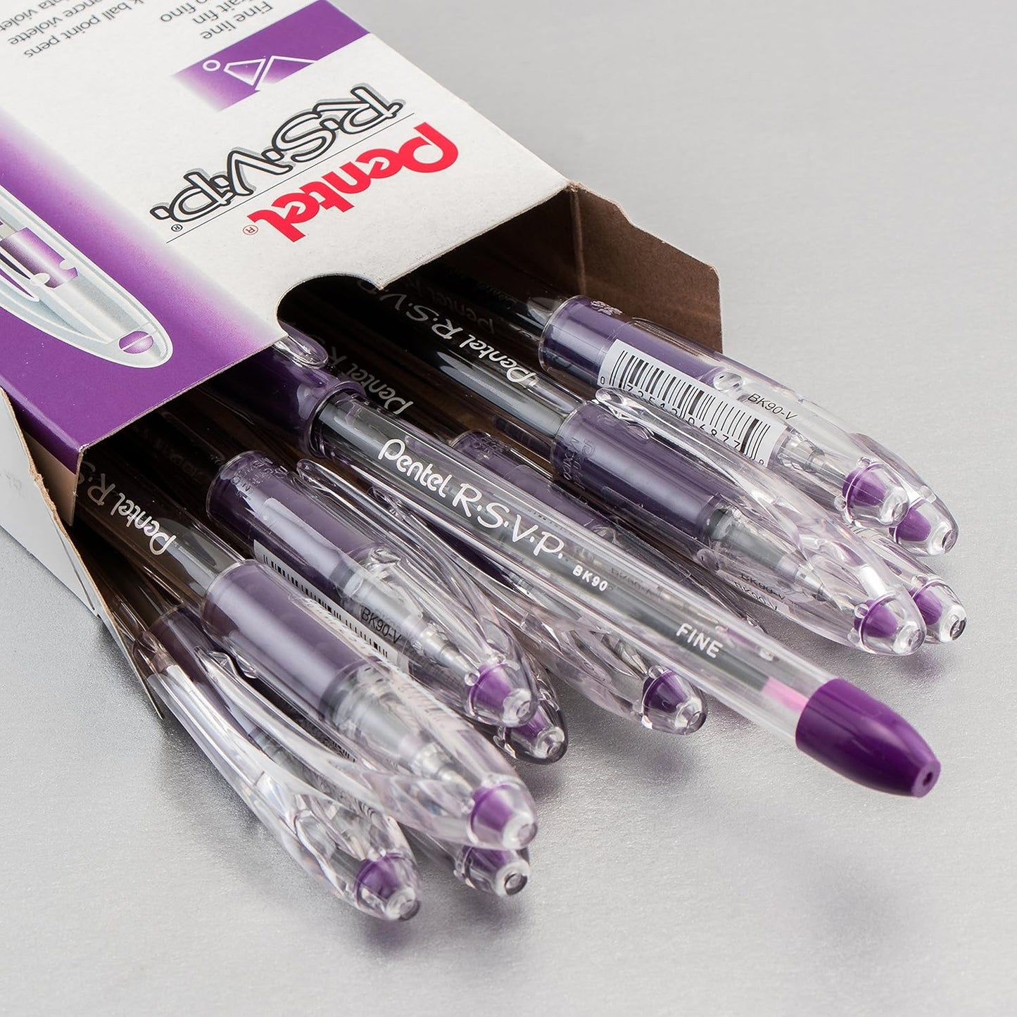 Pentel RSVP Ballpoint Pen, Fine Line, (0.7mm), Black Ink (BK90-A) (Pack of 1, 12 Count Total)