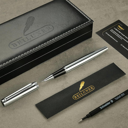 BEILUNER Luxury Rollerball Pen, Stunning Green Lacquer with 24K Gold Trim,Noble and Elegant Designs,Schneider Ink Refill, Best Gift Set for Men & Women, Refillable, Executive Writing, Nice Pens