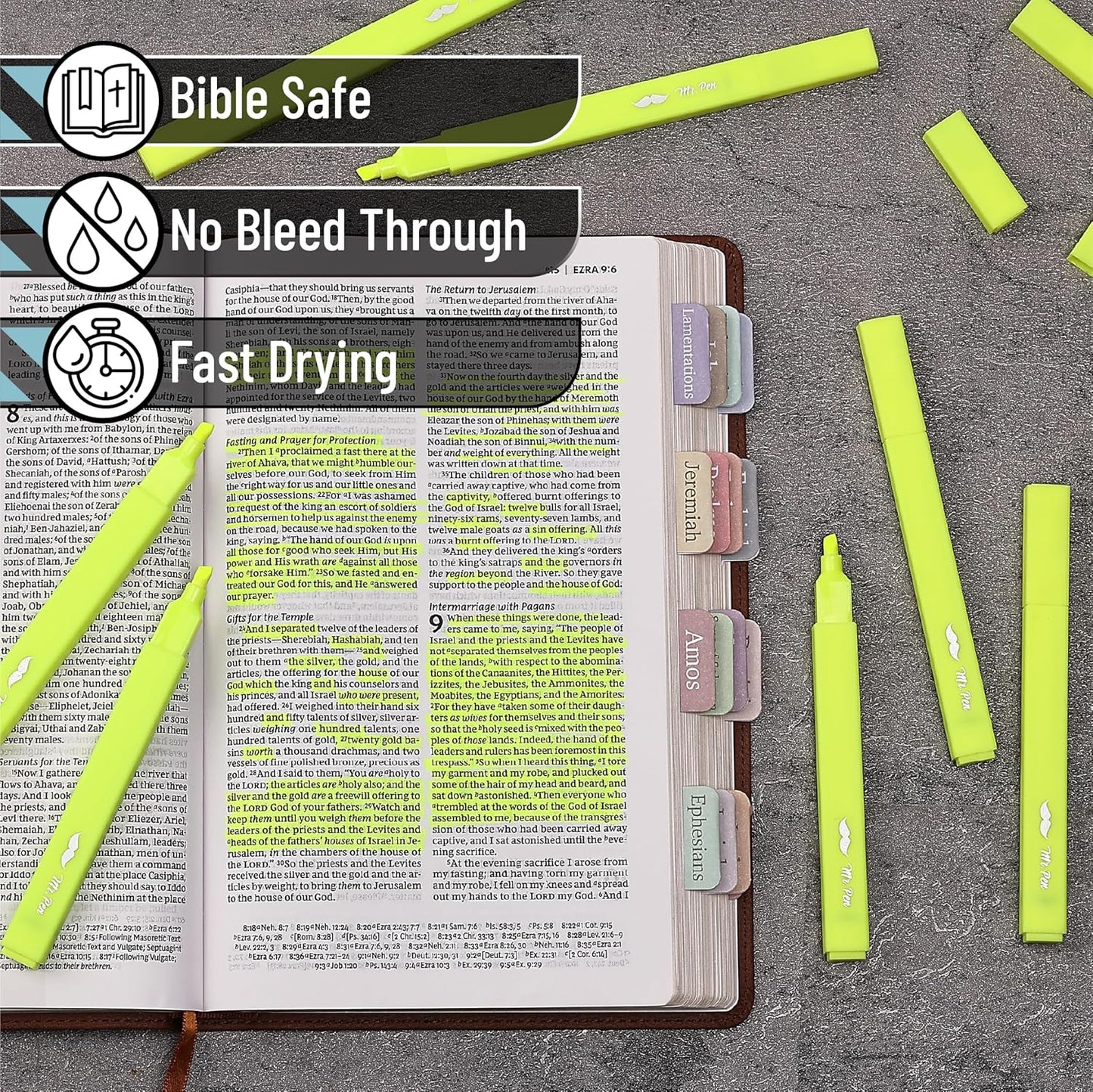 Mr. Pen- Yellow Aesthetic Bible Highlighters No Bleed Through Bulk, 20 pcs, Chisel Tip, Cute Highlighter for Journaling Supplies and School Accessories, Bible Highlighters and Pens No Bleed