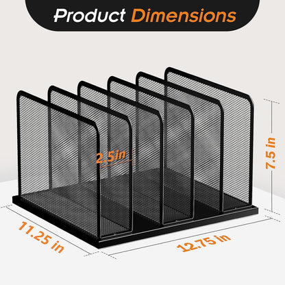 Kuntine.B Desk File Organizer 5 Sections Upright Mesh Desktop Organizer File Sorter Office Organization File Holder for Home, Office & Classroom