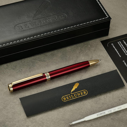 BEILUNER Luxury Gel Pen with 24K Gold Finish, Black Piano Lacquer, Luxury Grade Craftsmanship, Best Pen Gift Set for Men and Women, Professional, Executive, Office, Retractable Nice Pens