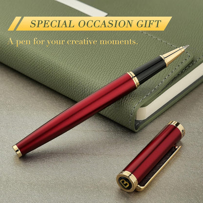 BEILUNER Luxury Rollerball Pen, Stunning Green Lacquer with 24K Gold Trim,Noble and Elegant Designs,Schneider Ink Refill, Best Gift Set for Men & Women, Refillable, Executive Writing, Nice Pens
