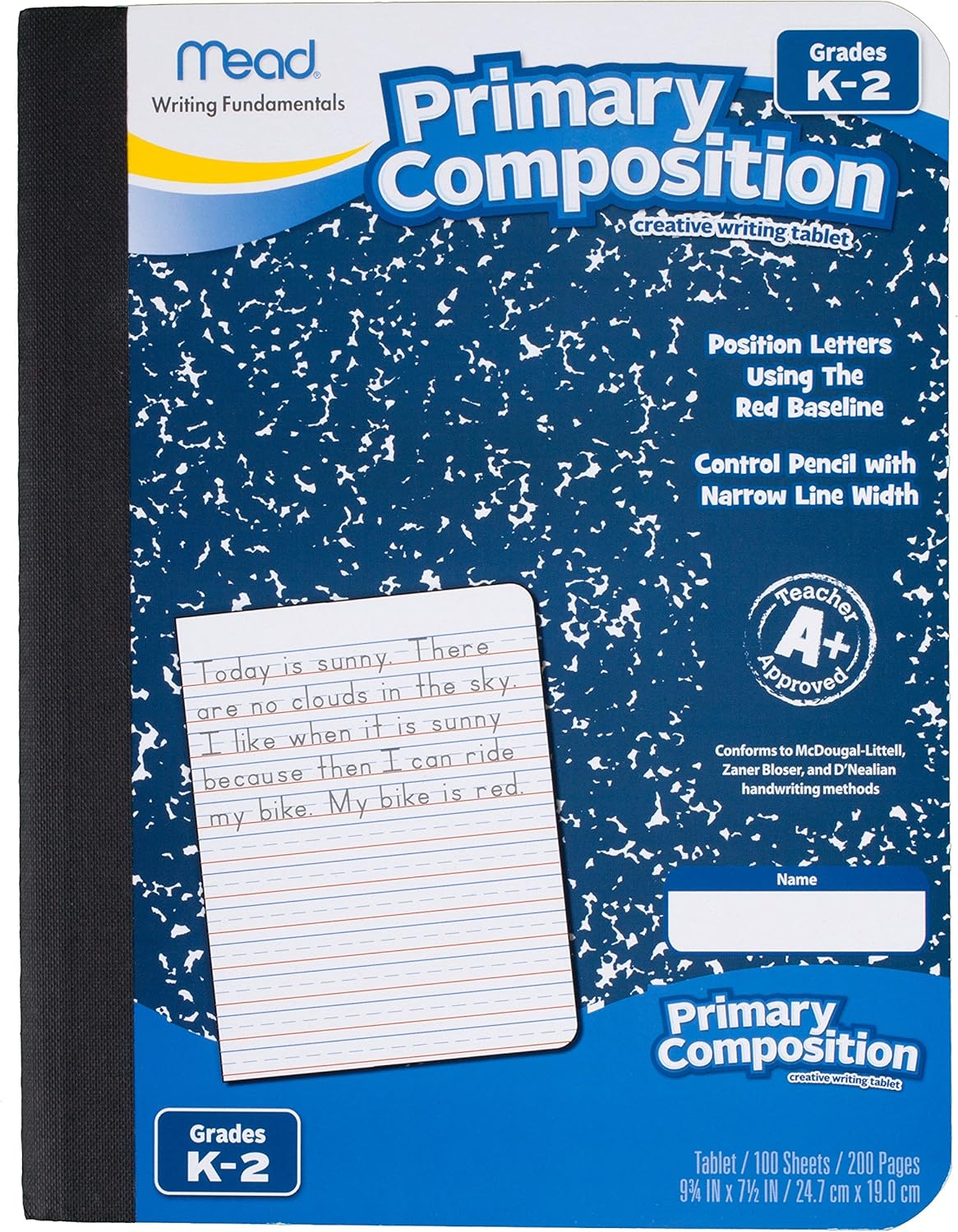 Mead Primary Composition Book, Primary Ruled Journal, Grades K-2, 7-1/2" x 9-3/4", 100 Sheets, Blue Marble (09902)