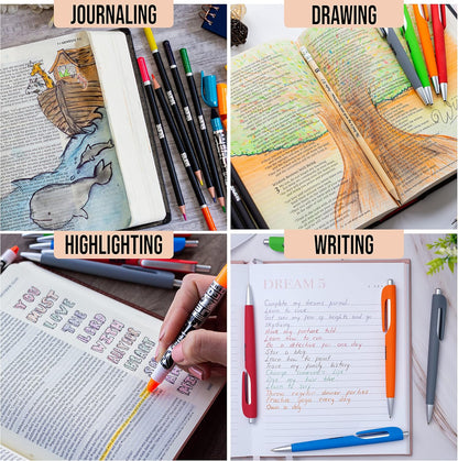 BLIEVE - Aesthetic Highlighters and Gel Pens With Soft Ink and Chisel Tip, Bible Highlighters and Pens No Bleed, Dry Fast Easy to Hold, for Bible Journaling Planner School Supplies (MORANDI)