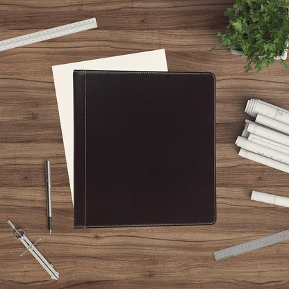 Samsill 1 Inch 3 Ring Binder, Leather, Black with Contrast Stitching, 8.5X 11 Inch, 3 Rings, Notebook Binder, Portfolio Organizer, Planner, Journal