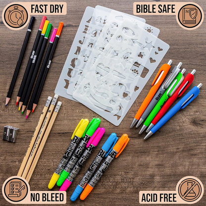 BLIEVE - Aesthetic Highlighters and Gel Pens With Soft Ink and Chisel Tip, Bible Highlighters and Pens No Bleed, Dry Fast Easy to Hold, for Bible Journaling Planner School Supplies (MORANDI)