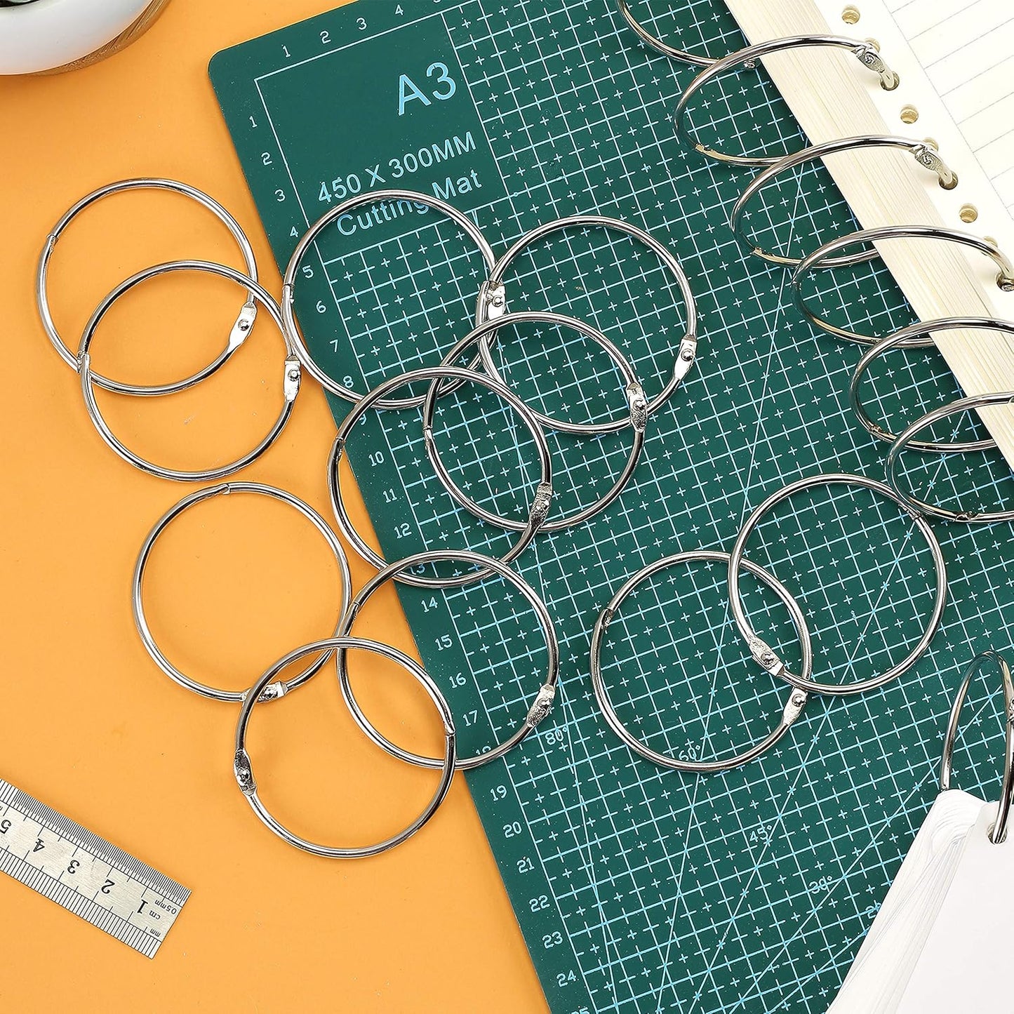 Mr. Pen- Loose Leaf Binder Book Rings, 5 Assorted Sizes (0.6", 1", 1.2", 1.5",2"), 36 Pack, Metal Binder Rings for Index Cards, Keychains, School, Home, Office, Silver