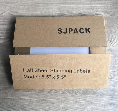 SJPACK 1000 Half Sheet Self Adhesive Shipping Labels, 8.5" x 5.5" Address Labels for Laser & Inkjet Printers(1000 labels-500 Sheet)