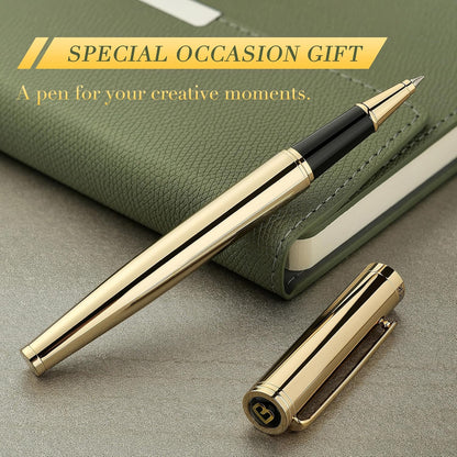 BEILUNER Luxury Rollerball Pen, Stunning Green Lacquer with 24K Gold Trim,Noble and Elegant Designs,Schneider Ink Refill, Best Gift Set for Men & Women, Refillable, Executive Writing, Nice Pens