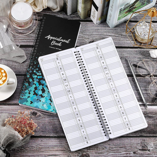 Poluma Appointment Book - Salon Appointment Book, 11.5" x 4.7", 2 Columns, Undated, 6 AM - 9 PM, Twin-Wire Binding, 200 Pages, Appointment Planner for Hair Stylist - Black