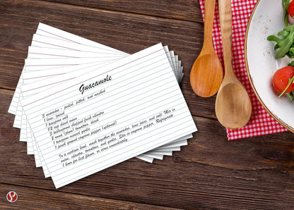 Ruled Index Cards, On 100lb Heavyweight Thick White Cover Stock. "100 per pack" (5 x 8)