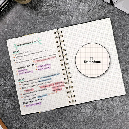 Yoment Graph Paper Spiral Notebook A5 Graphing Notebook 160 Pages Graph Paper Notebook Spiral Bound Waterproof Plastic Hardcover Spiral Journal 5x7 Grid Notebooks for Note Taking,Black