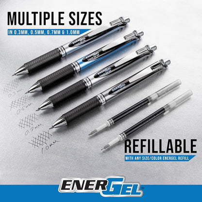 Pentel EnerGel RTX Liquid Gel Ink Pens, (0.7mm), Medium Line, Black Ink, Pack of 3 (BL77BP3A)