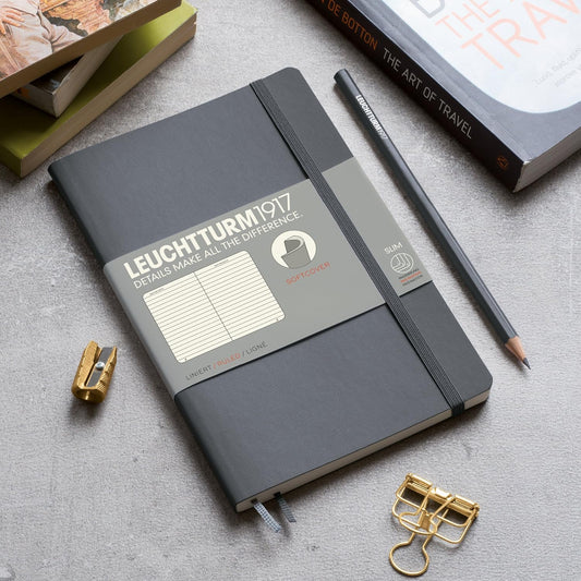 LEUCHTTURM1917 - Notebook Softcover Paperback B6+ - 123 Numbered Pages for Writing and Journaling (Ruled, Rising Sun)
