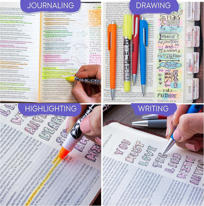 BLIEVE - Aesthetic Highlighters and Gel Pens With Soft Ink and Chisel Tip, Bible Highlighters and Pens No Bleed, Dry Fast Easy to Hold, for Bible Journaling Planner School Supplies (MORANDI)