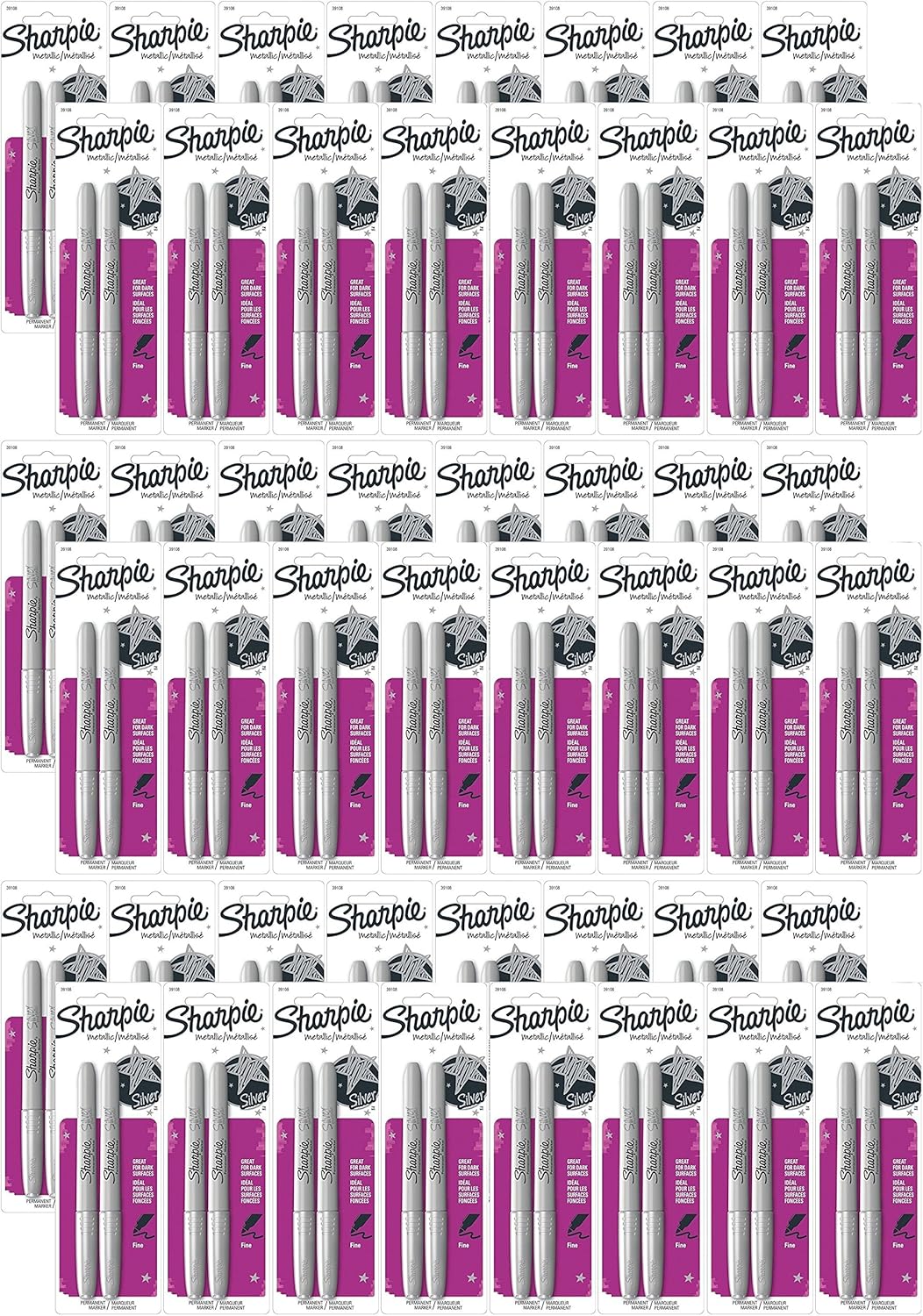 Sharpie Metallic Permanent Markers, Fine Point, Silver, 2 Count - For Black Paper or Dark Surfaces, Arts & Crafts, Posters