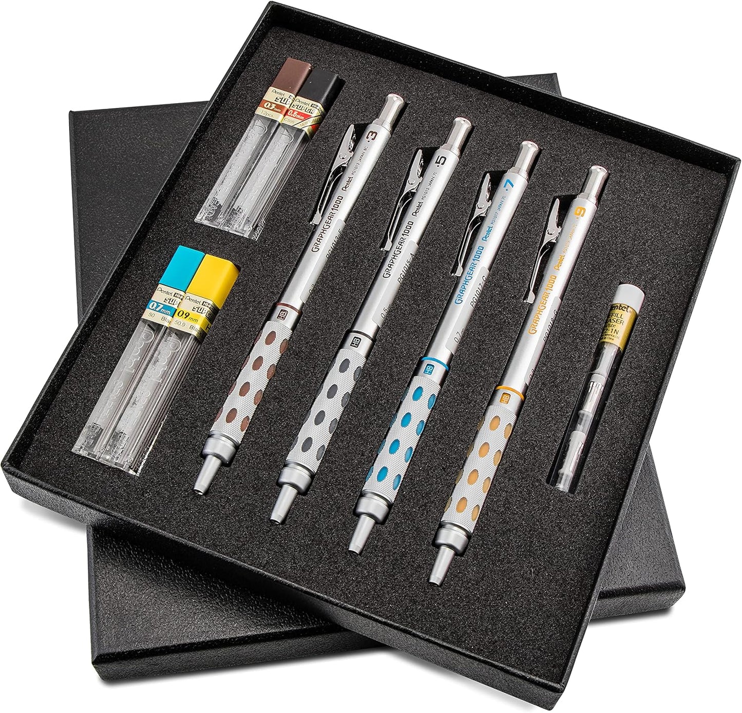 Pentel Arts GraphGear 1000 Mechanical Pencil Premium Gift Set with Refill Leads & Erasers (PG1000BXSET)
