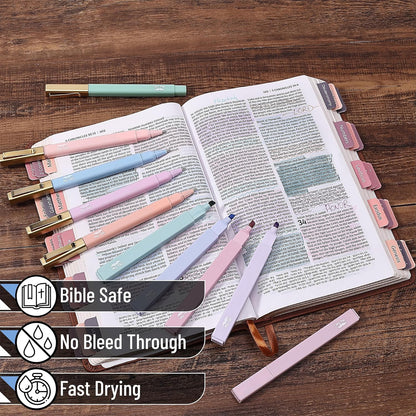 Mr. Pen- Aesthetic Highlighters and Ballpoint Pens No Bleed, 12 Pack, Pastel Colors, Bible Highlighters and Pens No Bleed, Fast Dry and No Smear for Bible Journaling, Planner, School Supplies