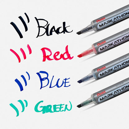 Pentel Markathon Pump Dry Erase Marker, Chisel Tip, Black Ink, 4 Pack (MWL6SXBP4A)
