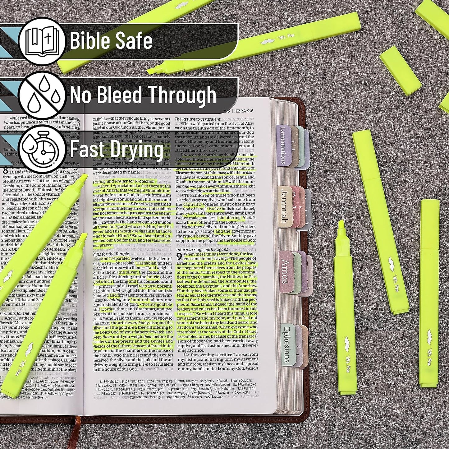 Mr. Pen- Yellow Aesthetic Bible Highlighters No Bleed Through Bulk, 20 pcs, Chisel Tip, Cute Highlighter for Journaling Supplies and School Accessories, Bible Highlighters and Pens No Bleed