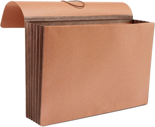 Rip-Proof Heavy-Duty Wallet with Fully Lined Tyvek Gussets, 5 1/4" Expansion, Legal Size, Brown, 2/Pack