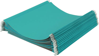 Hanging File Folders, Letter Size, Aqua, 25-Pack and File Folders, Letter Size, 1/3 Cut Tab, Gray, 36-Pack Bundle
