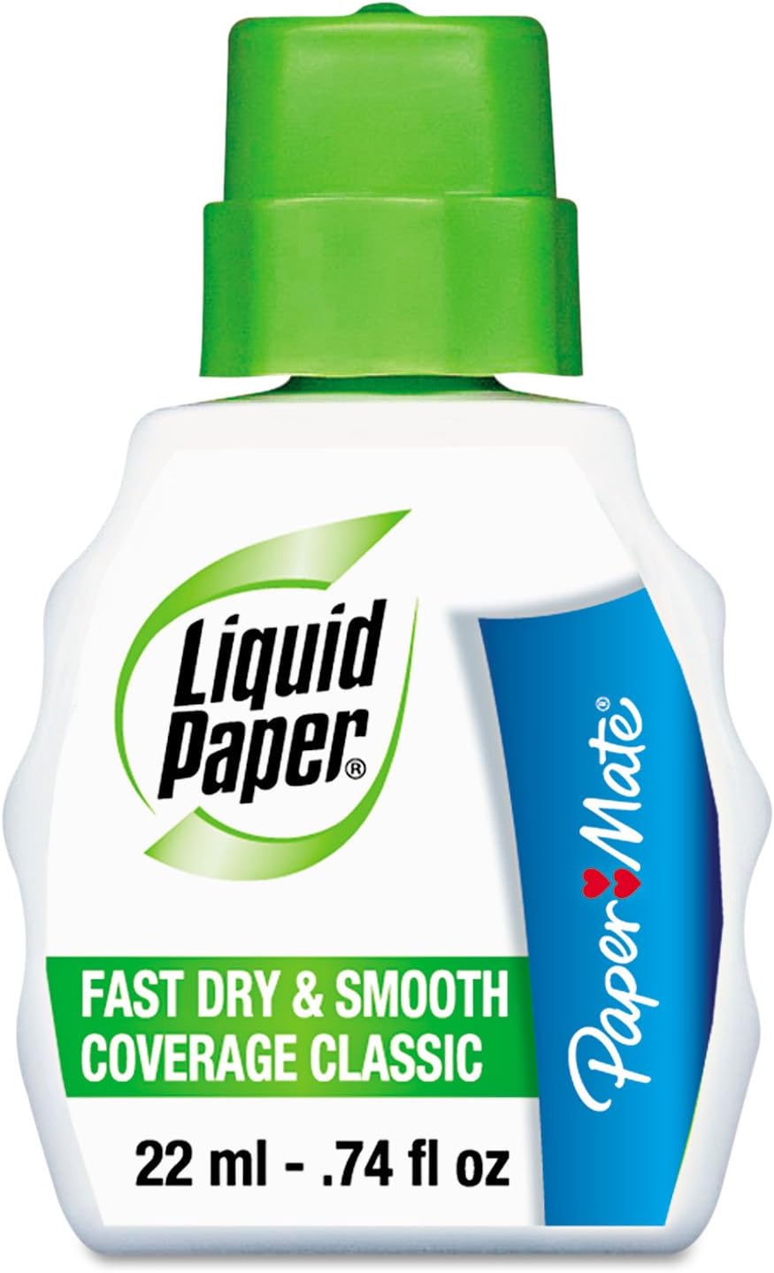 Liquid Paper Fast Dry Correction Fluid, 22ml, White, 12 Bottles