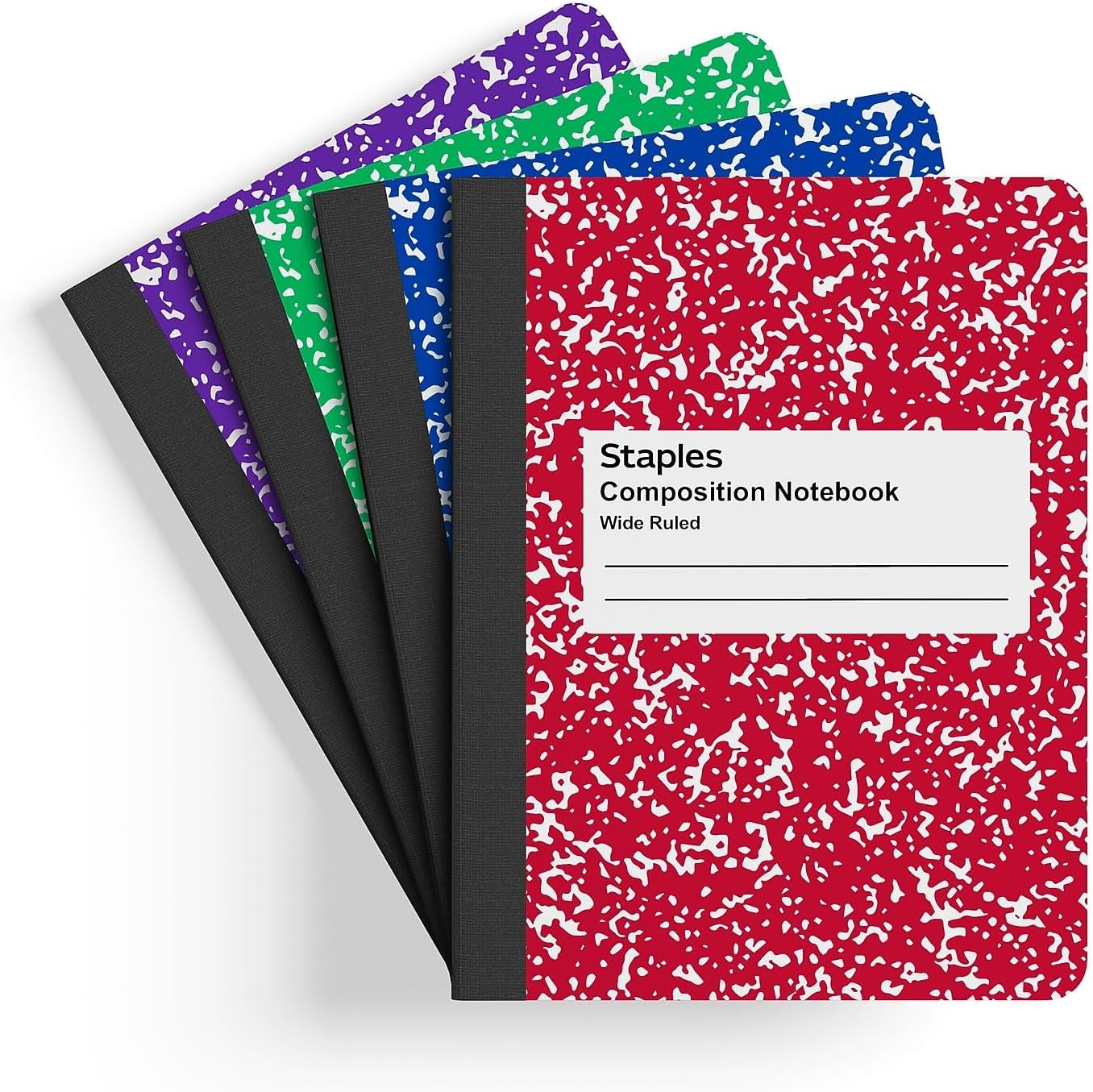 Composition Notebook, 9.75” x 7.5”, Wide Ruled, Assorted Colors, 48/Pack