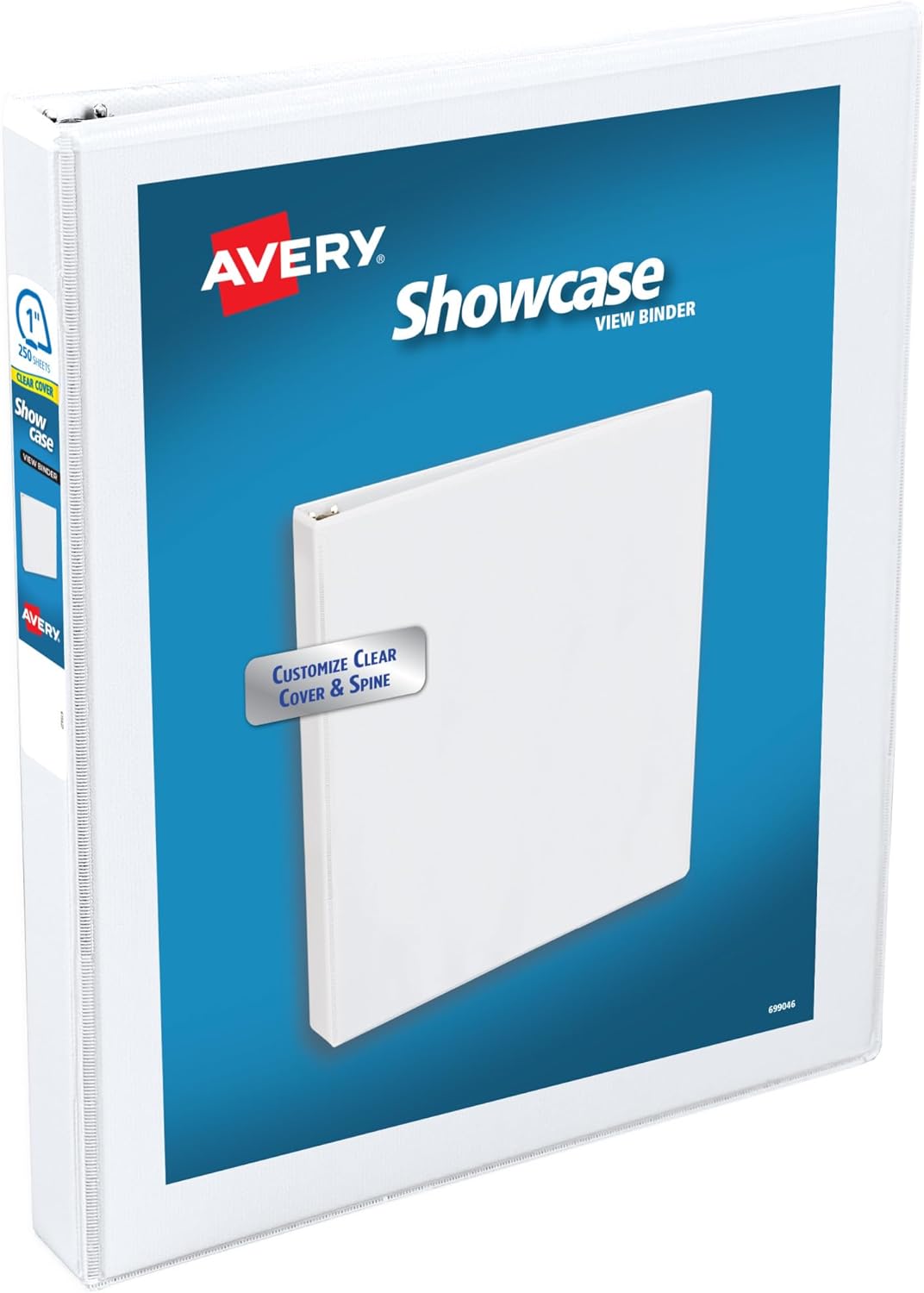 Showcase Standard View 3 Ring Binder, 1" Slant Rings, 250-Sheet Capacity, 1.4 Inch Wide Spine, 1 White Binder, Ideal for Lightweight Organization and Occasional Referencing (19601)