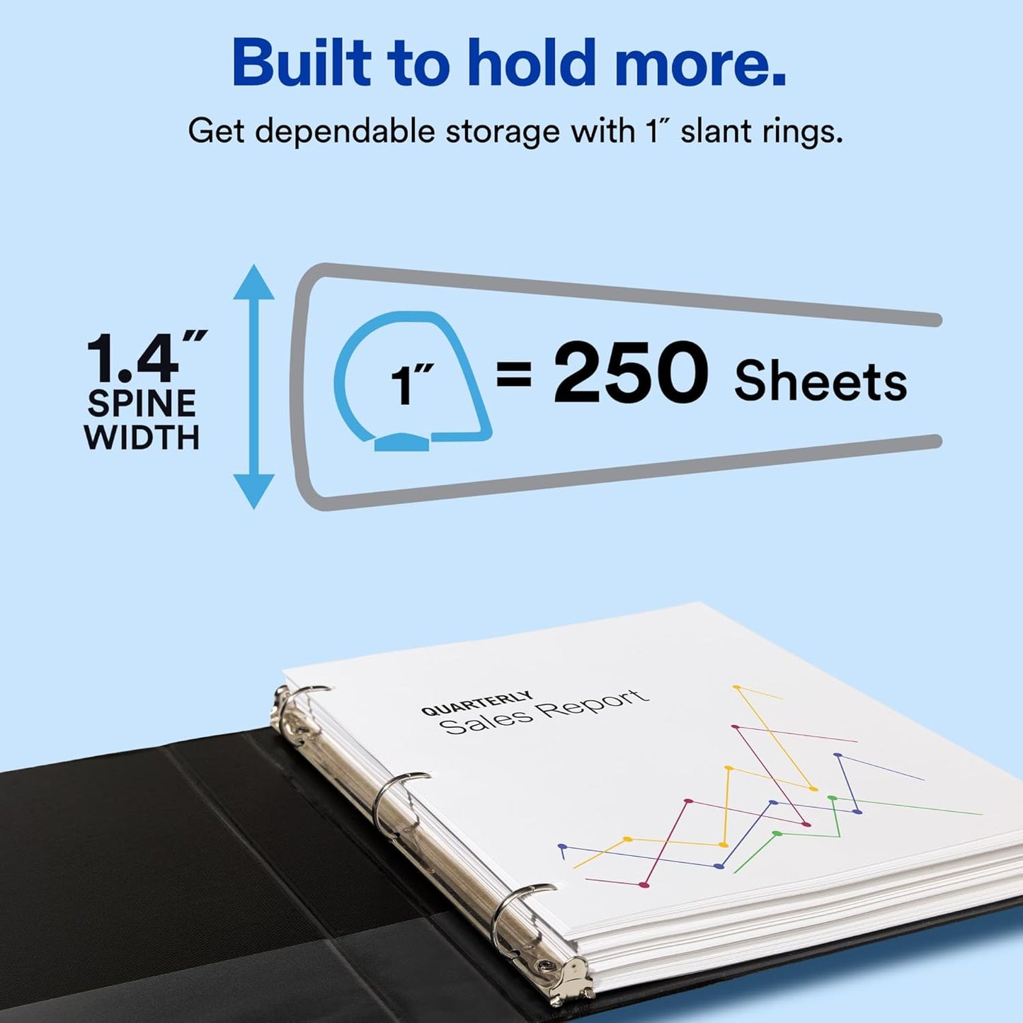 Showcase Standard View 3 Ring Binder, 1" Slant Rings, 250-Sheet Capacity, 1.4 Inch Wide Spine, 1 White Binder, Ideal for Lightweight Organization and Occasional Referencing (19601)