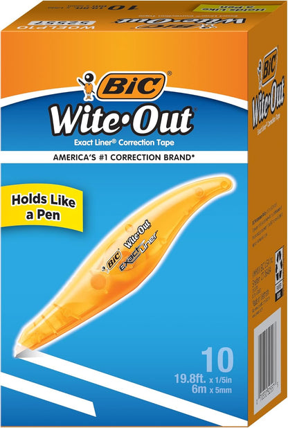 Wite-Out EZ Correct Tear-Resistant Correction Tape with 39.3 ft of Tape, 10-Count Pack in White