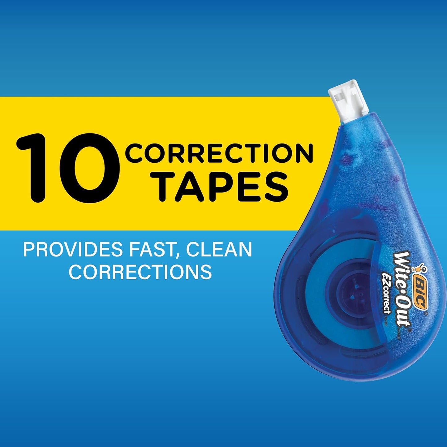 Wite-Out EZ Correct Tear-Resistant Correction Tape with 39.3 ft of Tape, 10-Count Pack in White