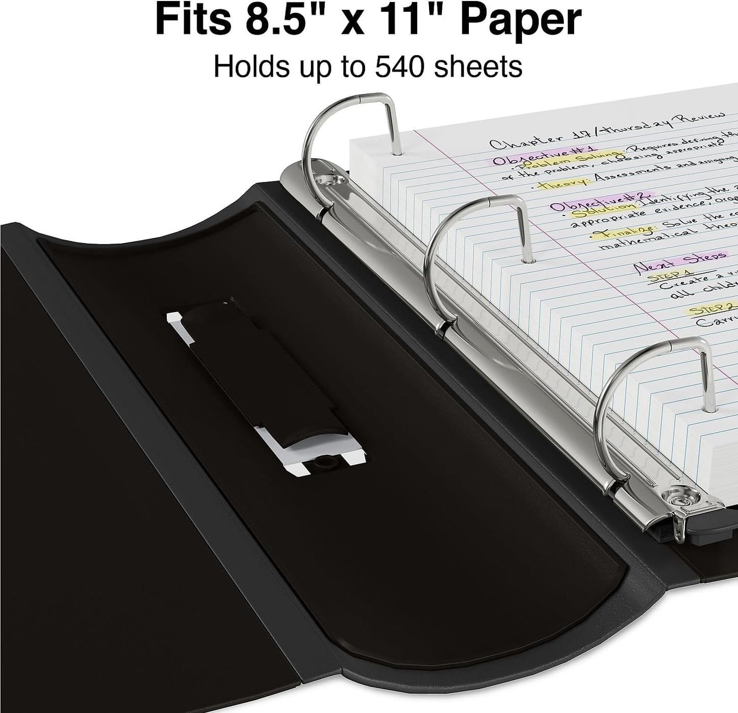 2-Inch 3-Ring Better Binder, Durable View Binder for Office & School Storage, Black, 2-Pack