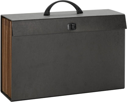 A-Z and Subject Expanding File Box, 19 Pockets, Printed Alphabetic (A-Z)/Subject, Latch Closure, Legal Size, Black (70804) (Pack of 4)