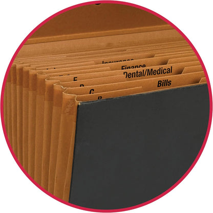 A-Z and Subject Expanding File Box, 19 Pockets, Printed Alphabetic (A-Z)/Subject, Latch Closure, Legal Size, Black (70804) (Pack of 4)