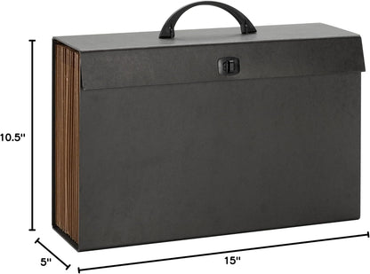 A-Z and Subject Expanding File Box, 19 Pockets, Printed Alphabetic (A-Z)/Subject, Latch Closure, Legal Size, Black (70804) (Pack of 4)