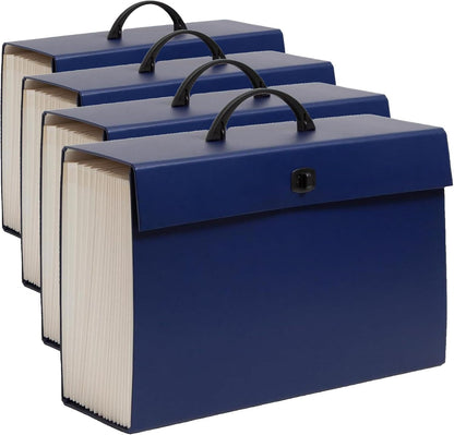 A-Z and Subject Expanding File Box, 19 Pockets, Printed Alphabetic (A-Z)/Subject, Latch Closure, Legal Size, Black (70804) (Pack of 4)