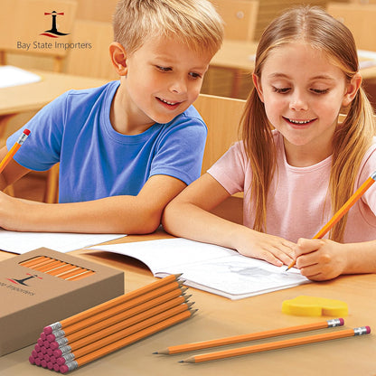 #2 HB Pencils Bulk 50 Pack | Pre-Sharpened Yellow Wood Pencils with Erasers, Smooth Writing for School, Classroom, Teachers, Office, Exams & Drawing