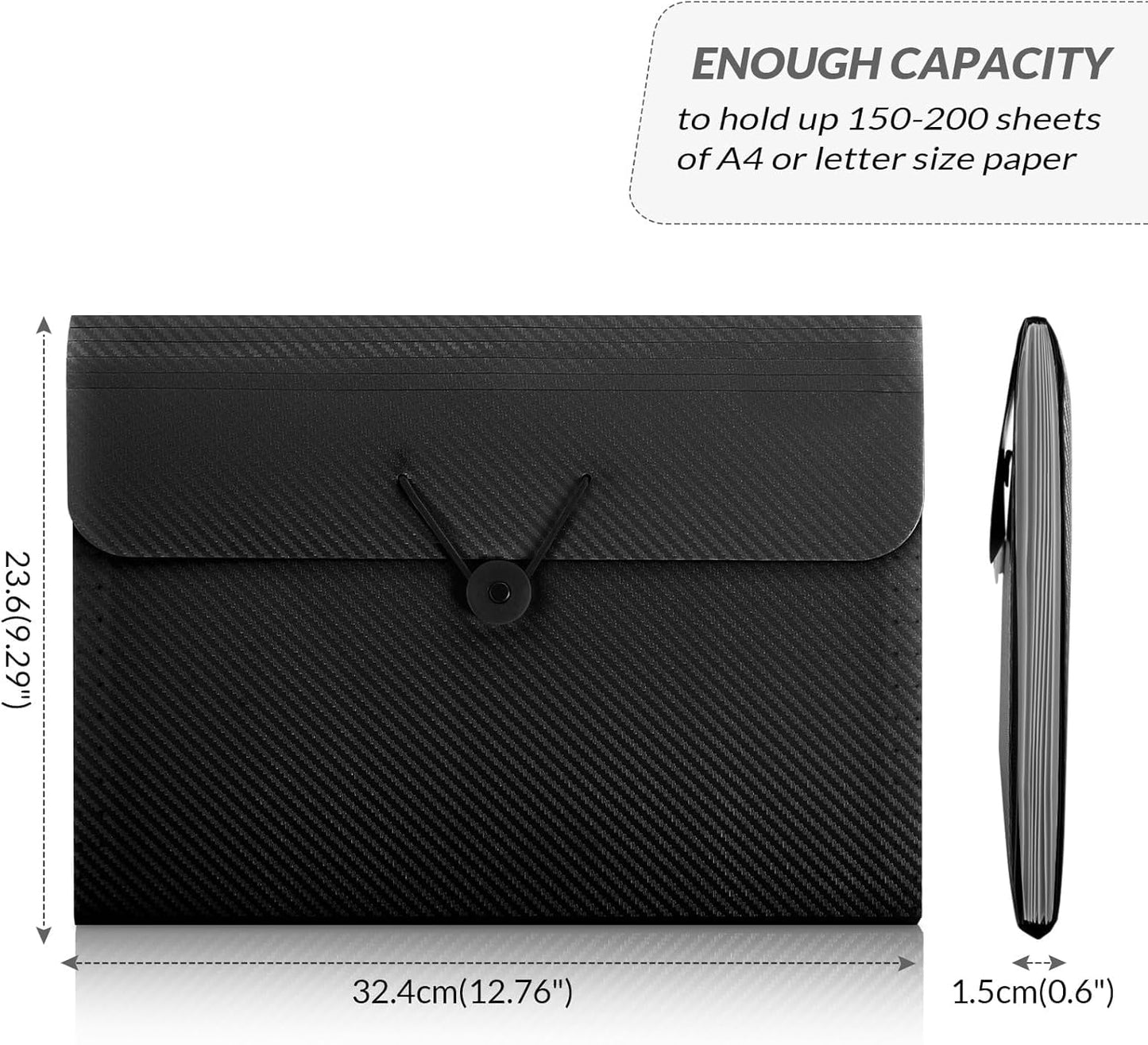 Expanding File Folder with 7 Pockets, Accordion File Organizer, Folders for Documents, Portable Receipt Paper Organizer, Letter Size Filing Folder School Office Supplies, Black
